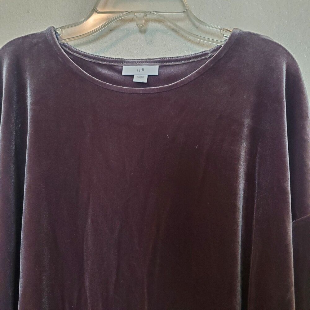 J. Jill Women Top Blouse‎ Shirt Sz L Brown Velvet Boat Neck Long Sleeve Hi-lo - Picture 7 of 16